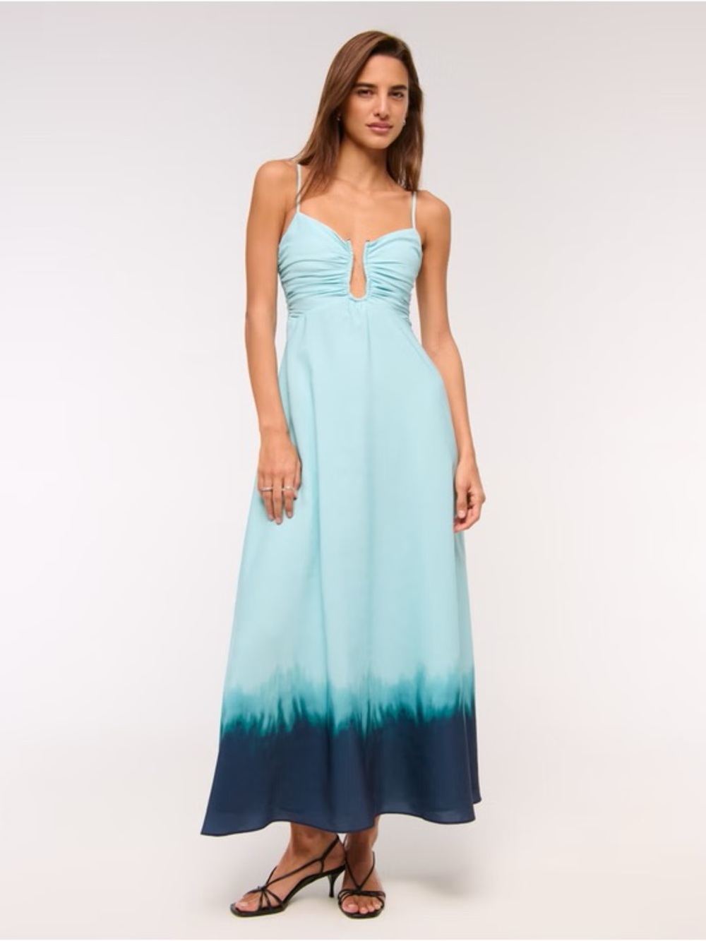 NWT Abercrombie & Fitch Bra-Free Hardware Maxi Dress Medium Blue Ombré Wedding